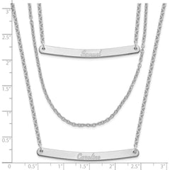 Sterling Silver/Rhodium-plated Brushed 3 Chain 2 Bar Necklace XNA652SS