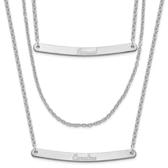 Sterling Silver/Rhodium-plated Brushed 3 Chain 2 Bar Necklace XNA652SS