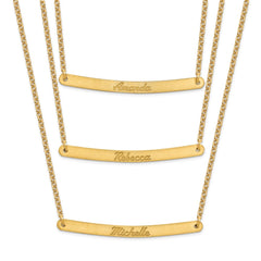 Sterling Silver/Gold-plated Brushed 3 Chain 3 Bar Necklace XNA653GP