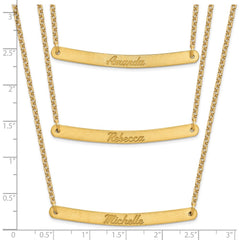 Sterling Silver/Gold-plated Brushed 3 Chain 3 Bar Necklace XNA653GP