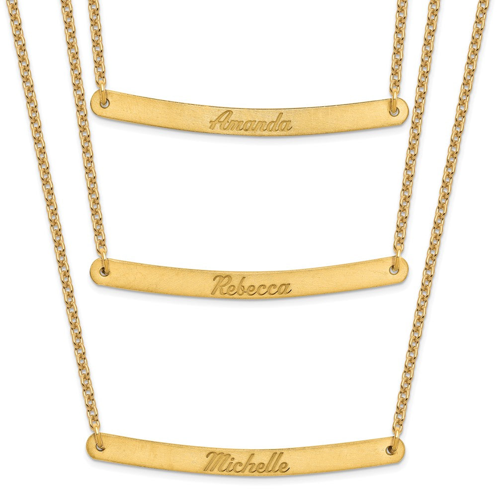 Sterling Silver/Gold-plated Brushed 3 Chain 3 Bar Necklace XNA653GP