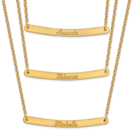 Sterling Silver/Gold-plated Brushed 3 Chain 3 Bar Necklace XNA653GP