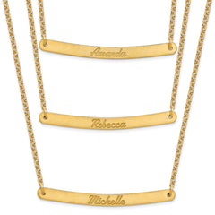 Sterling Silver/Gold-plated Brushed 3 Chain 3 Bar Necklace XNA653GP