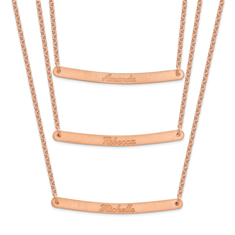 Sterling Silver/Rose-plated Brushed 3 Chain 3 bar Necklace XNA653RP