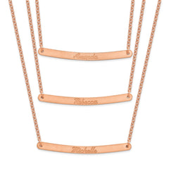 Sterling Silver/Rose-plated Brushed 3 Chain 3 bar Necklace XNA653RP