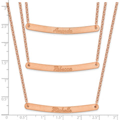 Sterling Silver/Rose-plated Brushed 3 Chain 3 bar Necklace XNA653RP