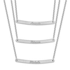 Sterling Silver/Rhodium-plated Brushed 3 Chain 3 Bar Necklace XNA653SS