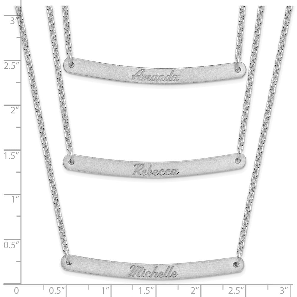 Sterling Silver/Rhodium-plated Brushed 3 Chain 3 Bar Necklace XNA653SS