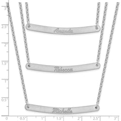 Sterling Silver/Rhodium-plated Brushed 3 Chain 3 Bar Necklace XNA653SS