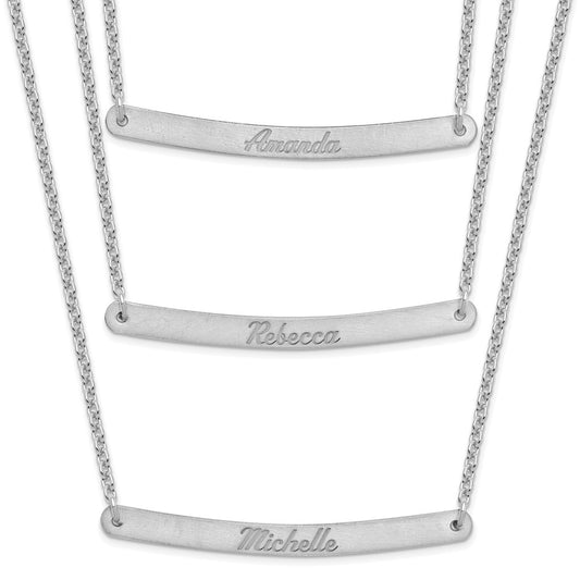 Sterling Silver/Rhodium-plated Brushed 3 Chain 3 Bar Necklace XNA653SS