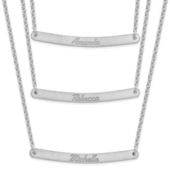 Sterling Silver/Rhodium-plated Brushed 3 Chain 3 Bar Necklace XNA653SS