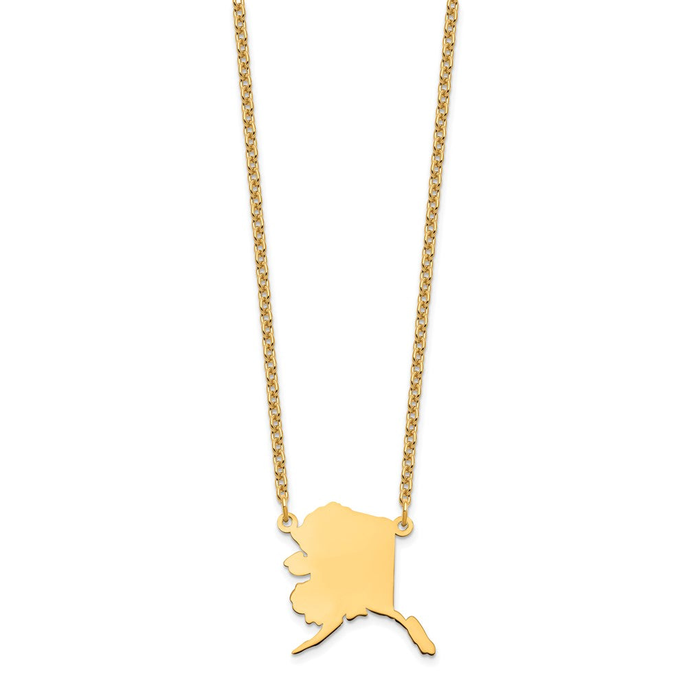 Sterling Silver/Gold-plated Alaska State Necklace XNA706GP-AK