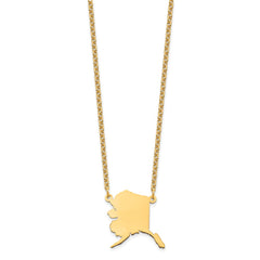 Sterling Silver/Gold-plated Alaska State Necklace XNA706GP-AK