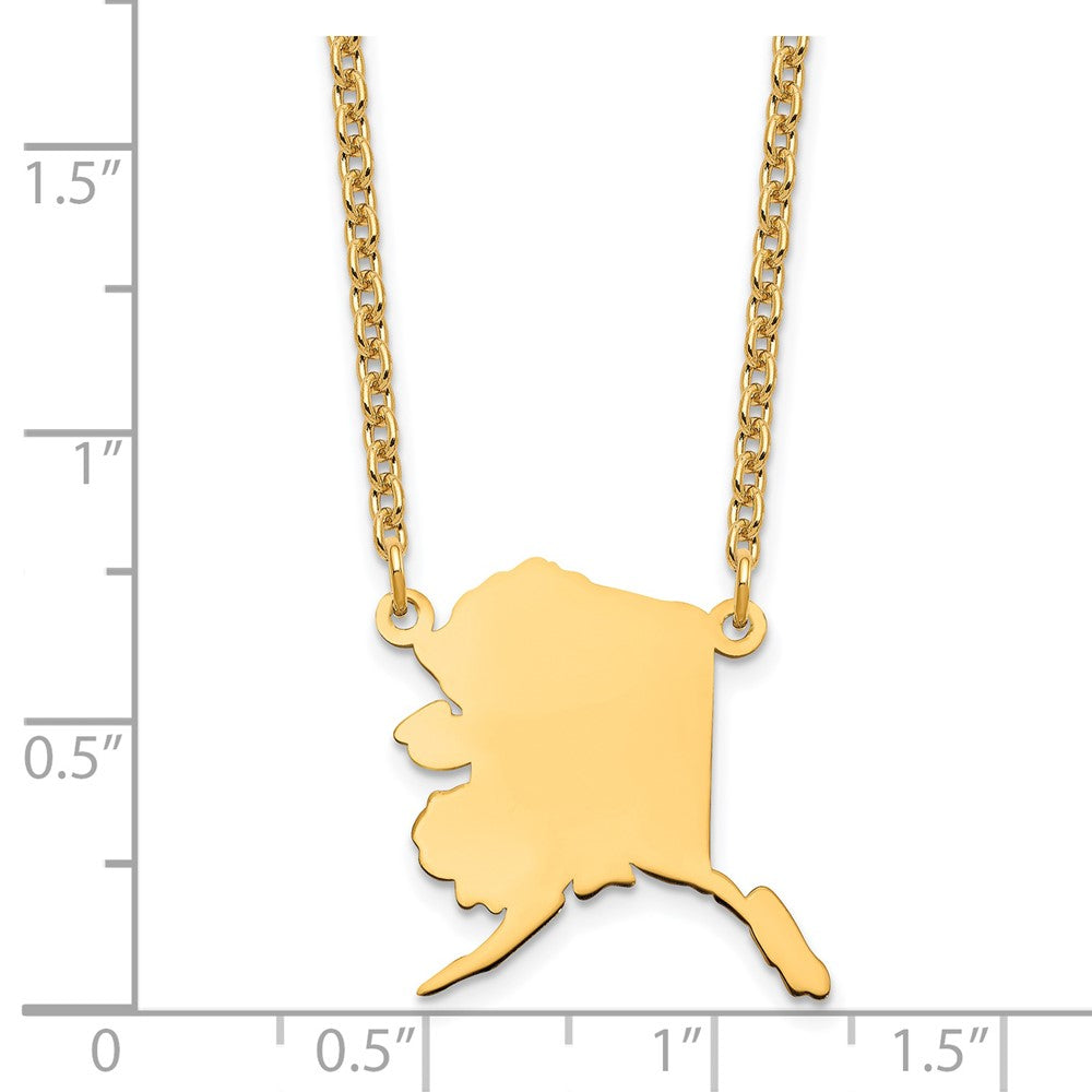 Sterling Silver/Gold-plated Alaska State Necklace XNA706GP-AK