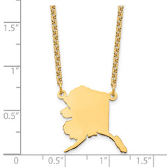 Sterling Silver/Gold-plated Alaska State Necklace XNA706GP-AK