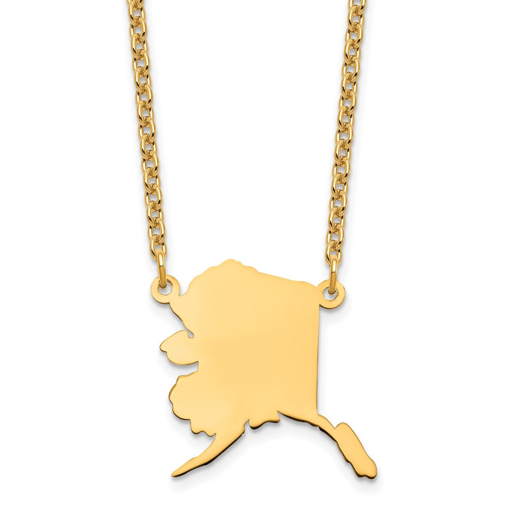 Sterling Silver/Gold-plated Alaska State Necklace XNA706GP-AK