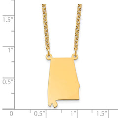Sterling Silver/Gold-plated Alabama State Necklace XNA706GP-AL