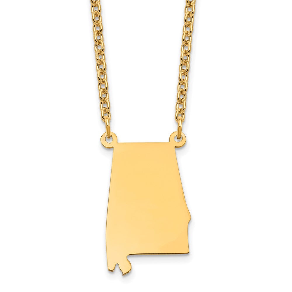 Sterling Silver/Gold-plated Alabama State Necklace XNA706GP-AL