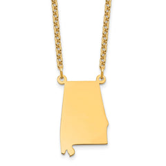 Sterling Silver/Gold-plated Alabama State Necklace XNA706GP-AL