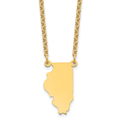 Sterling Silver/Gold-plated Illinois State Necklace XNA706GP-IL