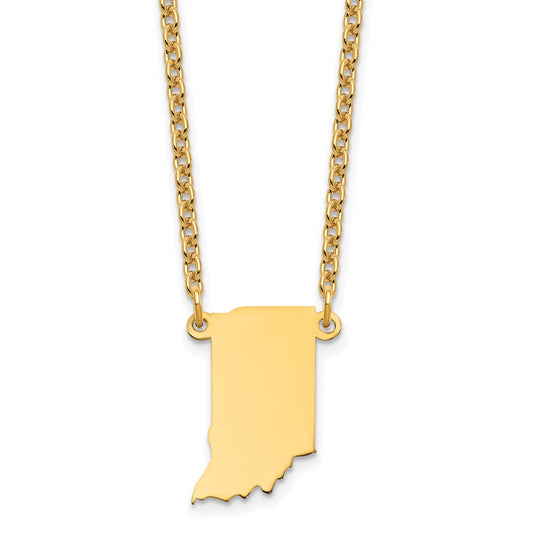 Sterling Silver/Gold-plated Indiana State Necklace XNA706GP-IN
