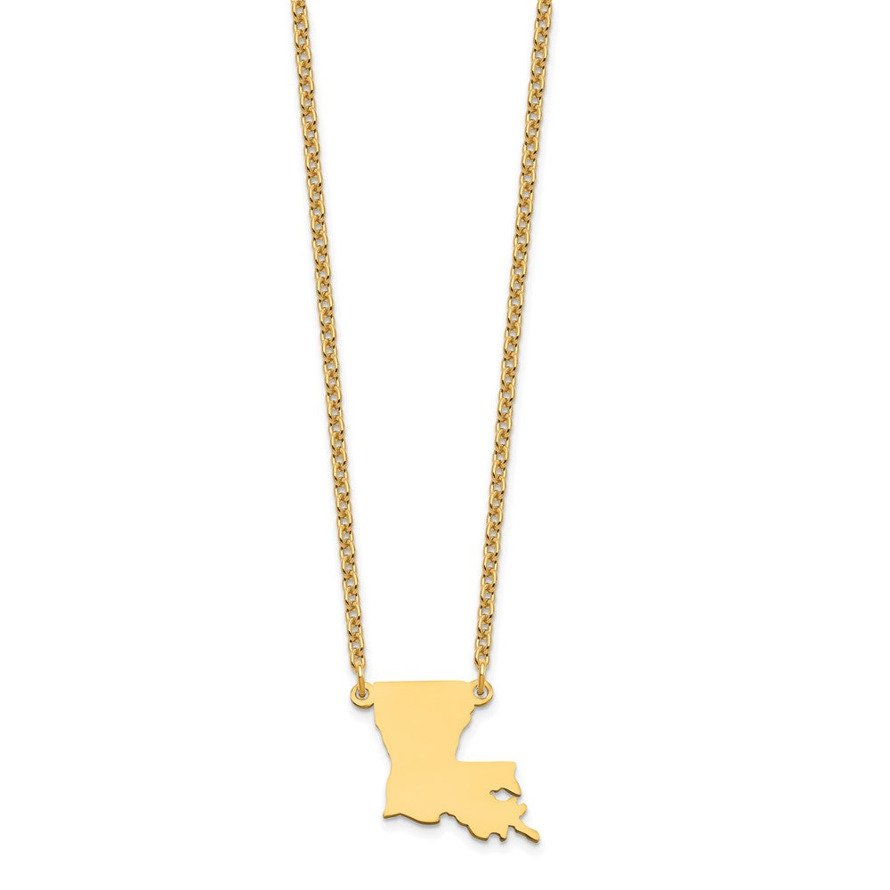 Sterling Silver/Gold-plated Louisiana State Necklace XNA706GP-LA