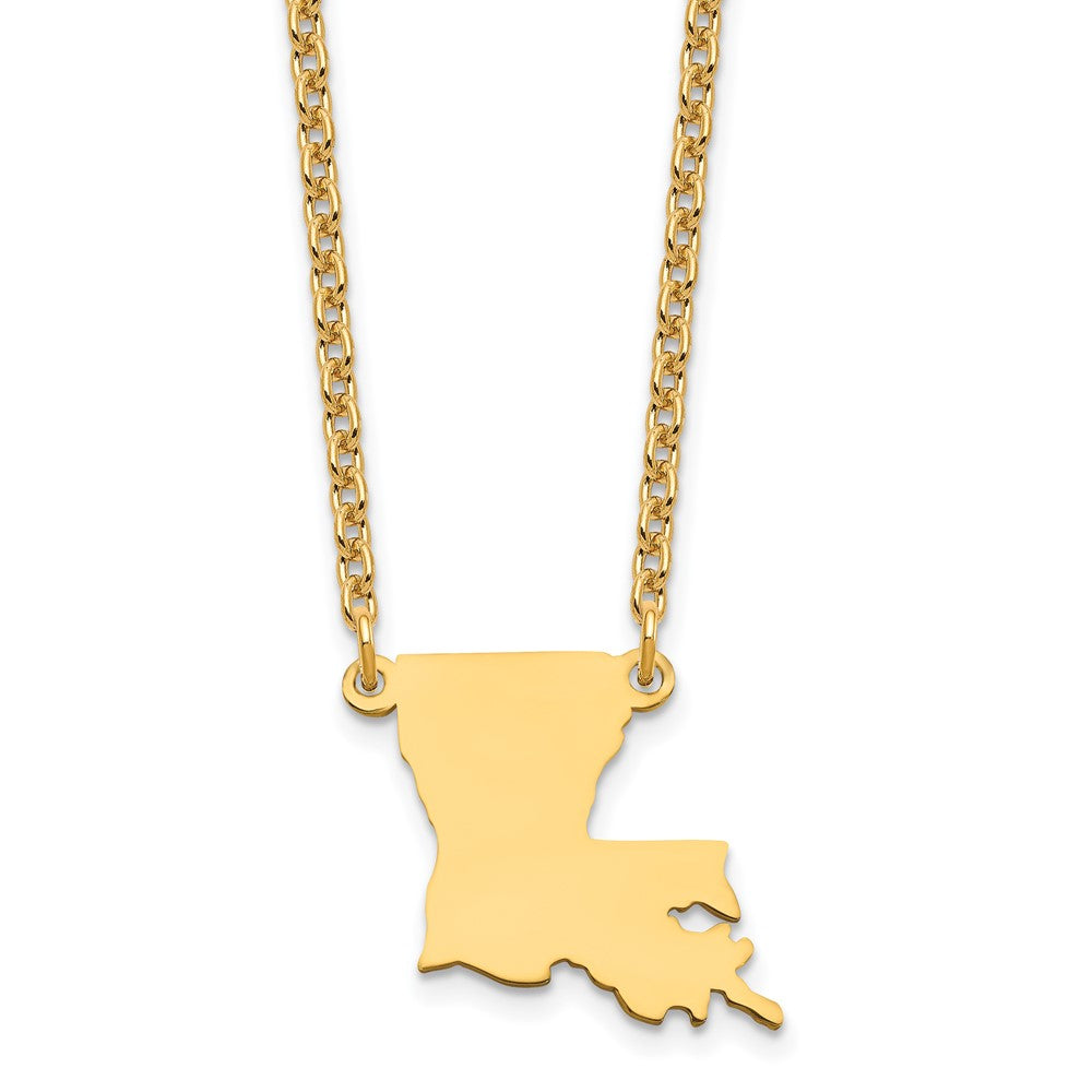 Sterling Silver/Gold-plated Louisiana State Necklace XNA706GP-LA