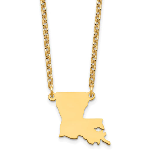 Sterling Silver/Gold-plated Louisiana State Necklace XNA706GP-LA