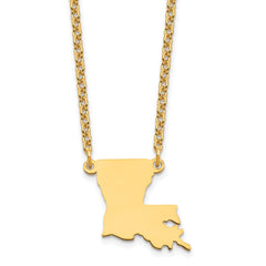 Sterling Silver/Gold-plated Louisiana State Necklace XNA706GP-LA