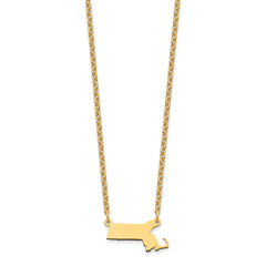 Sterling Silver/Gold-plated Massachusetts State Necklace XNA706GP-MA