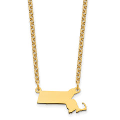 Sterling Silver/Gold-plated Massachusetts State Necklace XNA706GP-MA