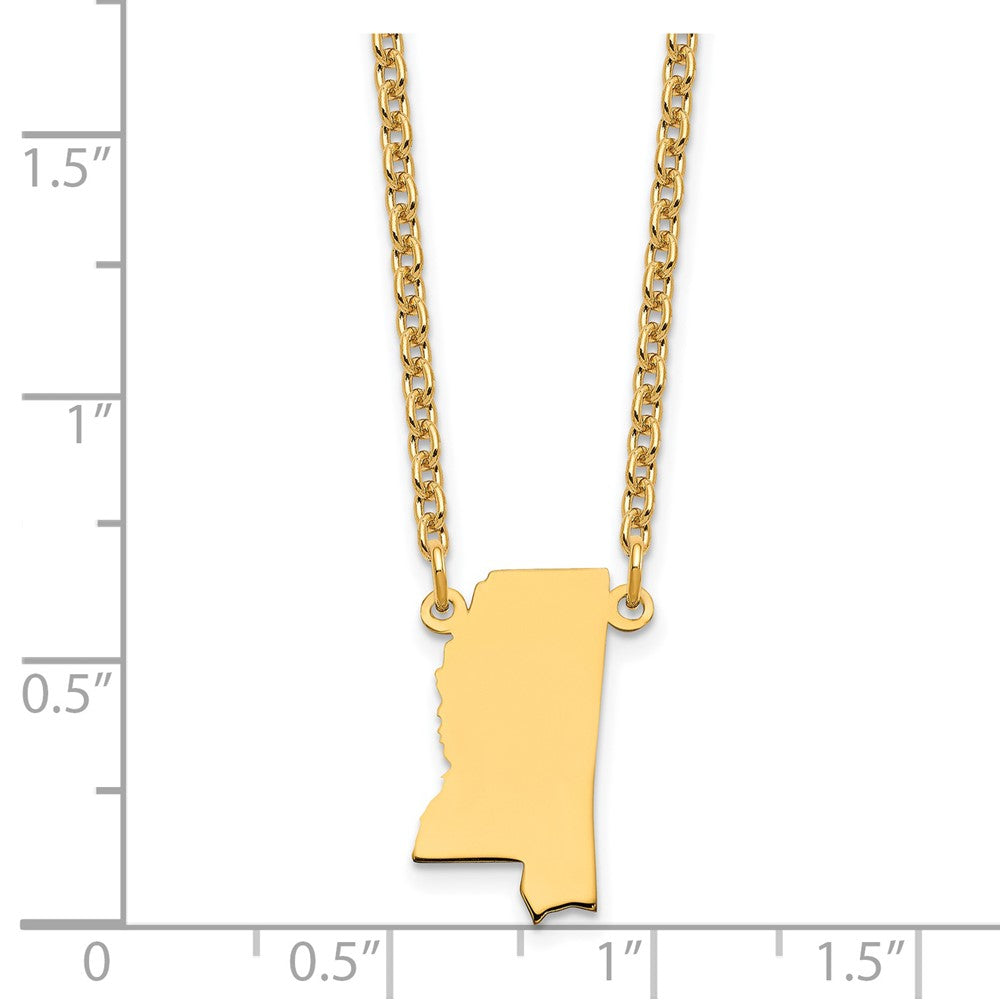 Sterling Silver/Gold-plated Mississippi State Necklace XNA706GP-MS