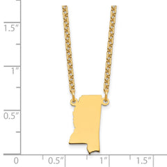 Sterling Silver/Gold-plated Mississippi State Necklace XNA706GP-MS