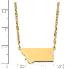 Sterling Silver/Gold-plated Montana State Necklace XNA706GP-MT