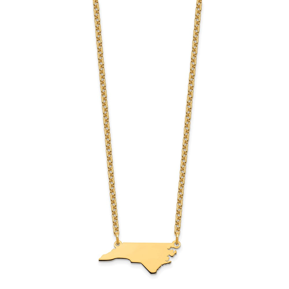 Sterling Silver/Gold-plated North Carolina State Necklace XNA706GP-NC