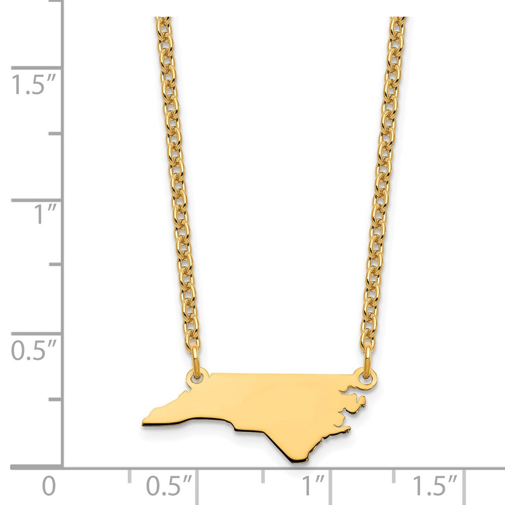 Sterling Silver/Gold-plated North Carolina State Necklace XNA706GP-NC