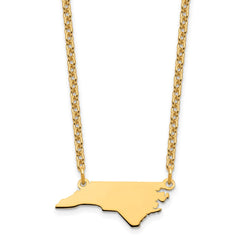 Sterling Silver/Gold-plated North Carolina State Necklace XNA706GP-NC
