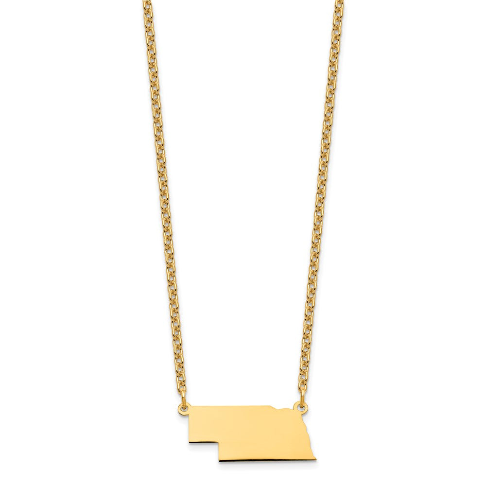 Sterling Silver/Gold-plated Nebraska State Necklace XNA706GP-NE