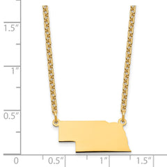 Sterling Silver/Gold-plated Nebraska State Necklace XNA706GP-NE