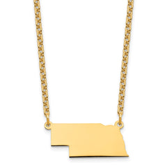Sterling Silver/Gold-plated Nebraska State Necklace XNA706GP-NE