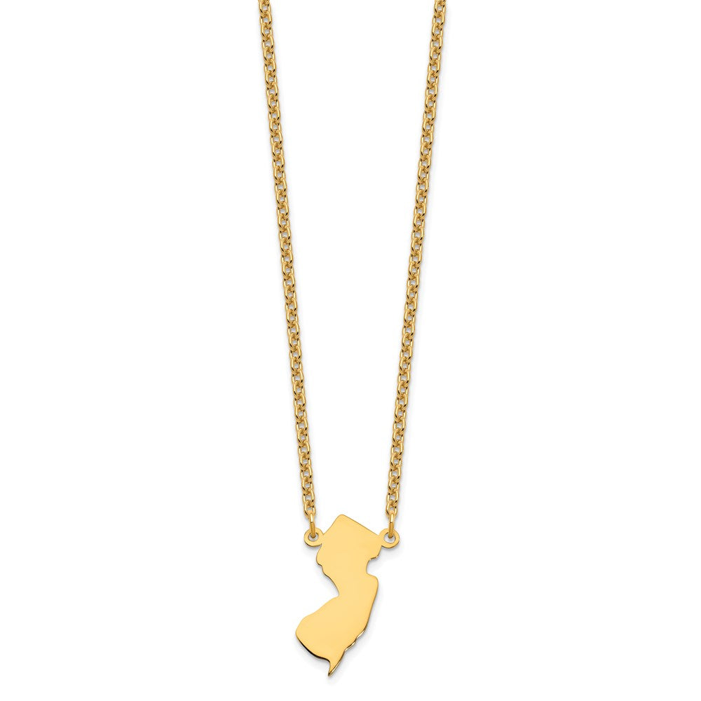 Sterling Silver/Gold-plated New Jersey State Necklace XNA706GP-NJ