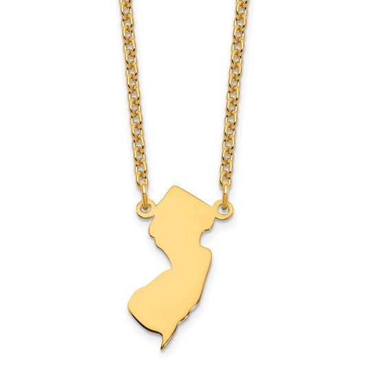 Sterling Silver/Gold-plated New Jersey State Necklace XNA706GP-NJ