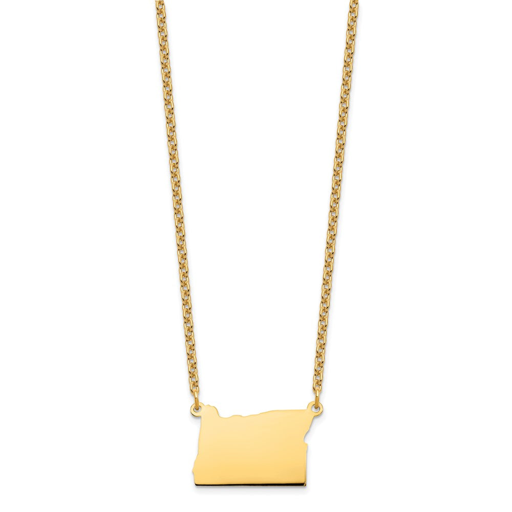 Sterling Silver/Gold-plated Oregon state Necklace XNA706GP-OR