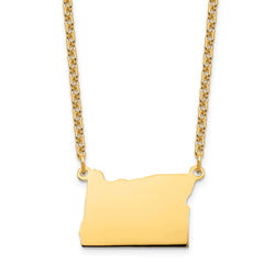 Sterling Silver/Gold-plated Oregon state Necklace XNA706GP-OR