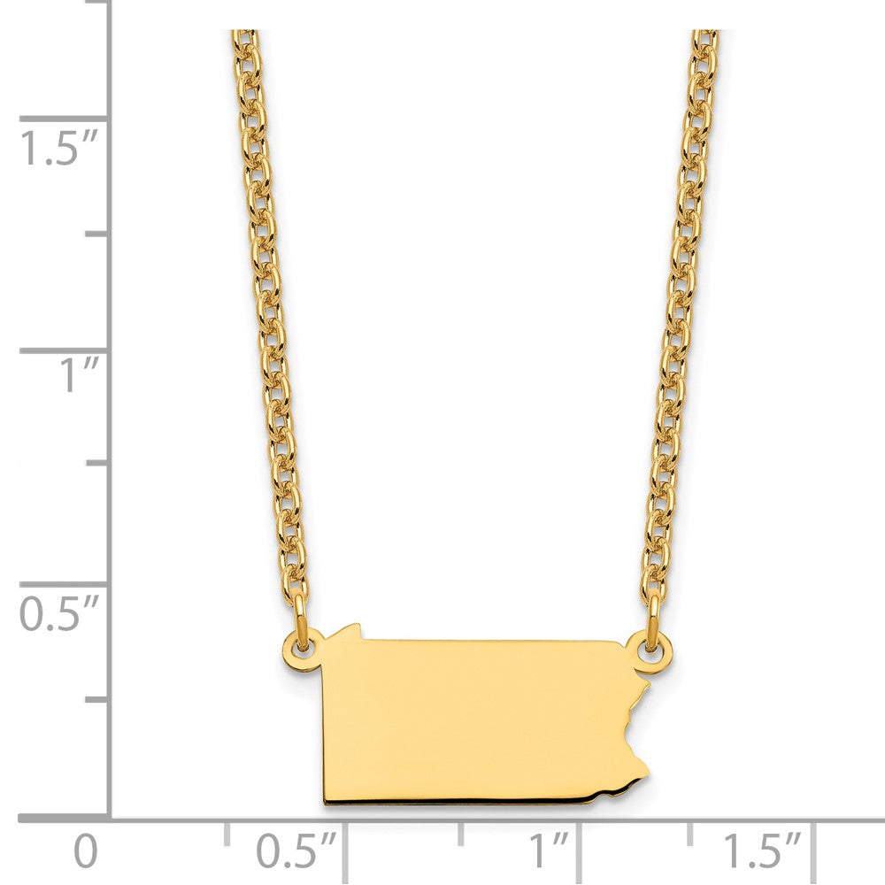 Sterling Silver/Gold-plated Pennsylvania State Necklace XNA706GP-PA