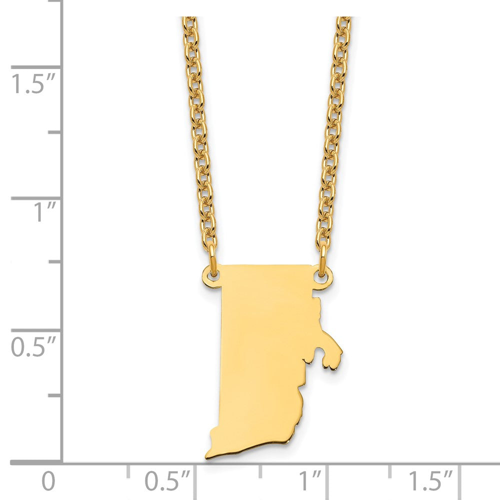 Sterling Silver/Gold-plated Rhode Island State Necklace XNA706GP-RI