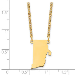 Sterling Silver/Gold-plated Rhode Island State Necklace XNA706GP-RI