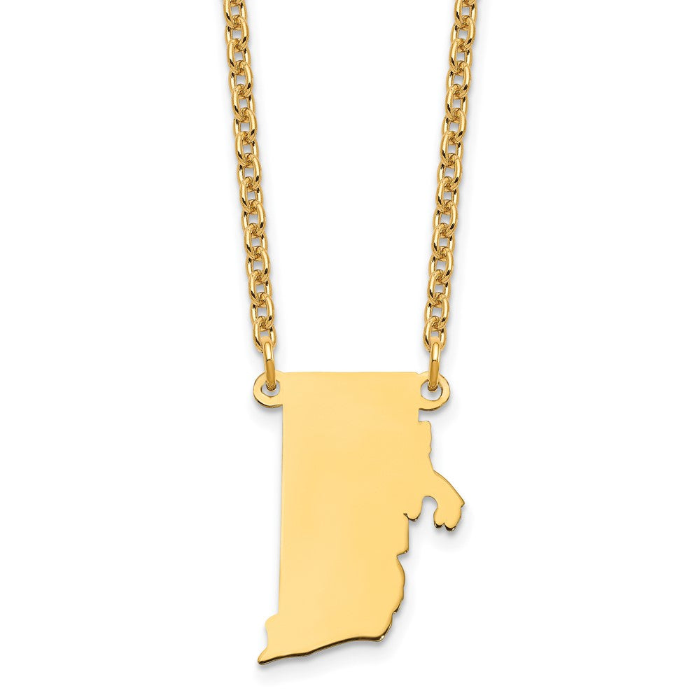 Sterling Silver/Gold-plated Rhode Island State Necklace XNA706GP-RI