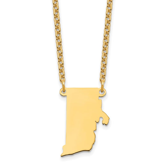 Sterling Silver/Gold-plated Rhode Island State Necklace XNA706GP-RI