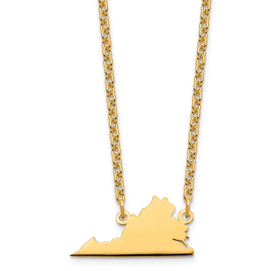 Sterling Silver/Gold-plated Virginia State Necklace XNA706GP-VA